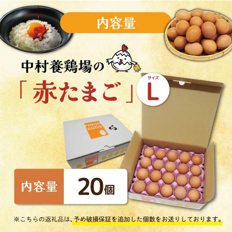 新鮮たまご 赤玉 Lサイズ 20個 中村養鶏場 ny1