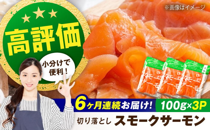 
            【全6回定期便】スモークサーモン （切り落とし）100ｇ×3パック　滋賀県長浜市/株式会社中村屋[AQAJ036] サーモン スライス 人気 冷蔵 定期便
          