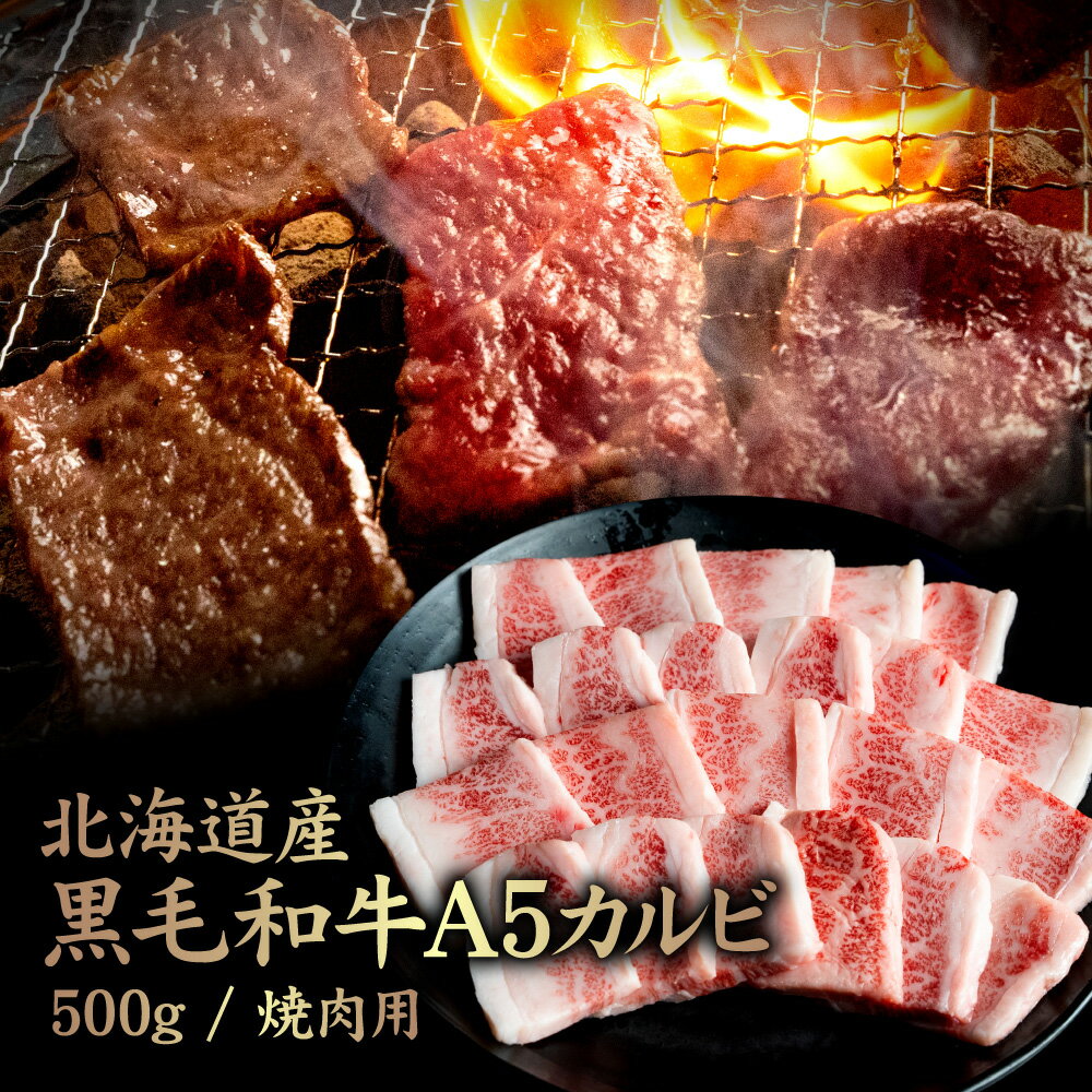 【ふるさと納税】北海道産 黒毛和牛A5カルビ500g 焼肉用 | 黒毛和牛 A5 カルビ ショートプレート インサイドスカート 希少 特上 濃厚 脂 赤身 焼肉 BBQ 牛 肉 お取り寄せ 北海道 中標津町 中標津【57011】