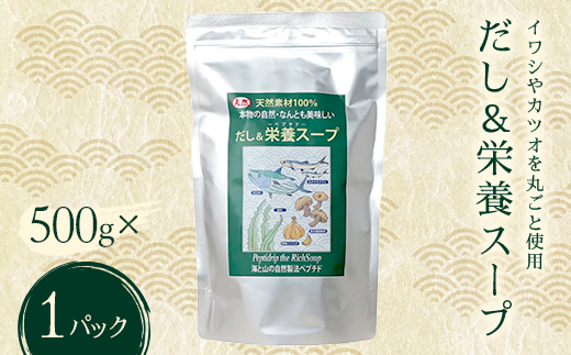 だし＆栄養スープ 1パック いわし カツオ かつお 鰹 出汁昆布 昆布 こんぶだし 椎茸 にんにく ダシ 出汁 スープ お弁当 保存食 備蓄 防災 災害対策 加工品 食品 F6L-1442