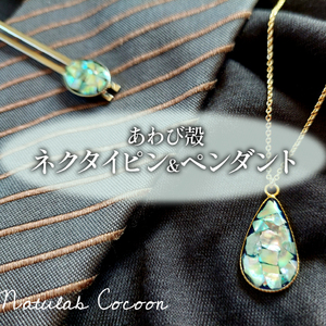 アワビ 貝殻 ペンダント ネクタイピン 各1個 アクセサリー レディース メンズ 女性 男性 ギフト プレゼント 誕生日 贈答用 記念 三陸産 岩手県 大船渡市