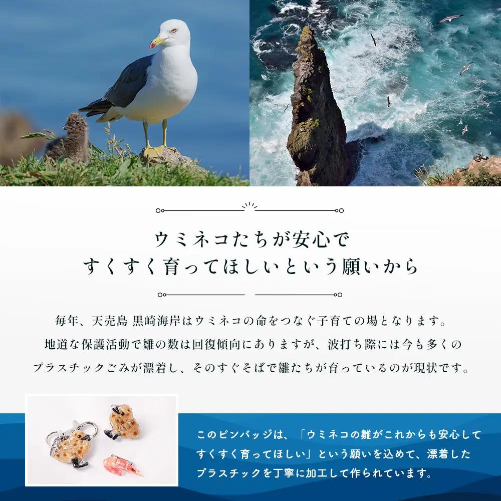 天売島の想いを込めた「ウミネコ雛ピンバッジ」【26008】