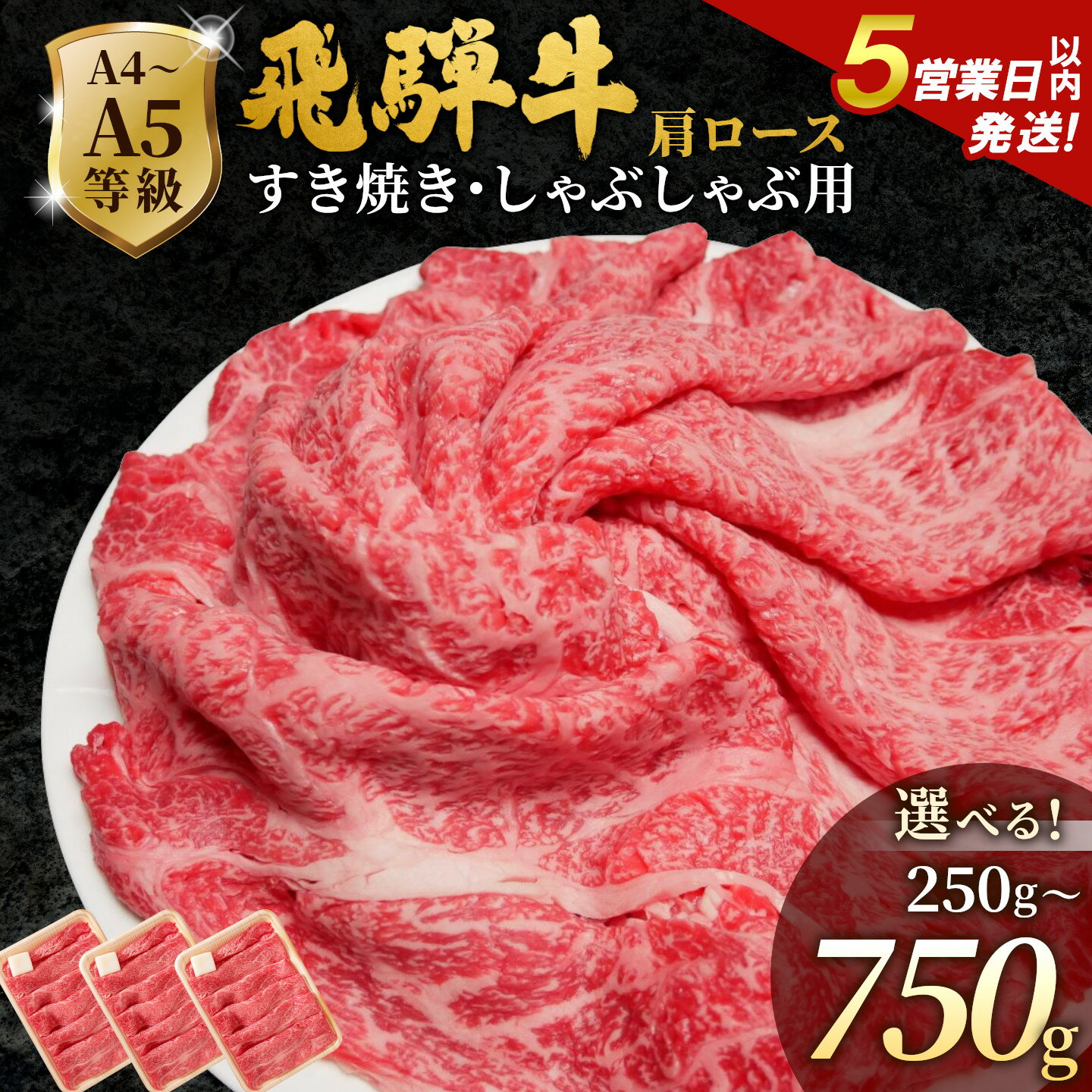 【ふるさと納税】【5営業日以内発送】飛騨牛 A4~A5等級 肩ローススライス 250g 500g 750g 岐阜県産 A4 A5 すき焼き しゃぶしゃぶ 鍋 黒毛和牛 肩ロース ロース カタロース スライス 霜降り 牛肉 牛 国産 お取り寄せ ごちそう 自宅用 和牛 大容量 小分け 最短発送 肉のひぐち
