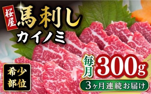 
【全3回定期便】 【希少部位】馬刺し貝の身カイノミ300g 熊本 冷凍 馬肉 馬刺 ヘルシー 【有限会社 桜屋】 [YBW106]
