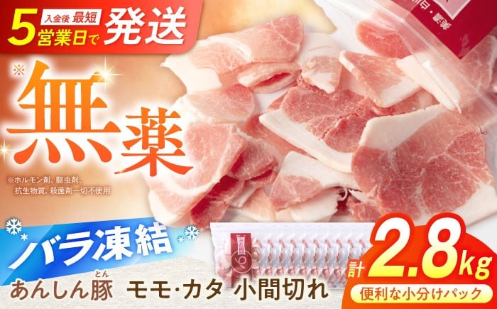 あんしん豚のモモ・カタの小間切れが盛られております。小間切れのため、様々の料理に活かせます。入金後最短5営業日で発送いたします。