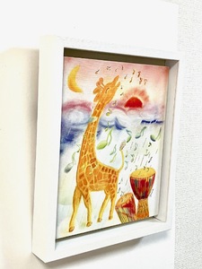 【青木芳恵】笑顔を届ける絵 『雨雲の向こうは晴れでした！』（キャンバス印刷＋BOX額＋UVカット） 雨_OS146-0022