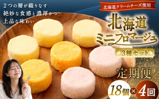 【4回定期便】 北海道ミニフロマージュ 3種 セット （プレーン ・ アップル ・ メロン） 約900g×4回 合計約3.6kg ミニフロマージュ フロマージュ チーズケーキ ケーキ スイーツ 洋菓子 冷凍 北海道 小樽市