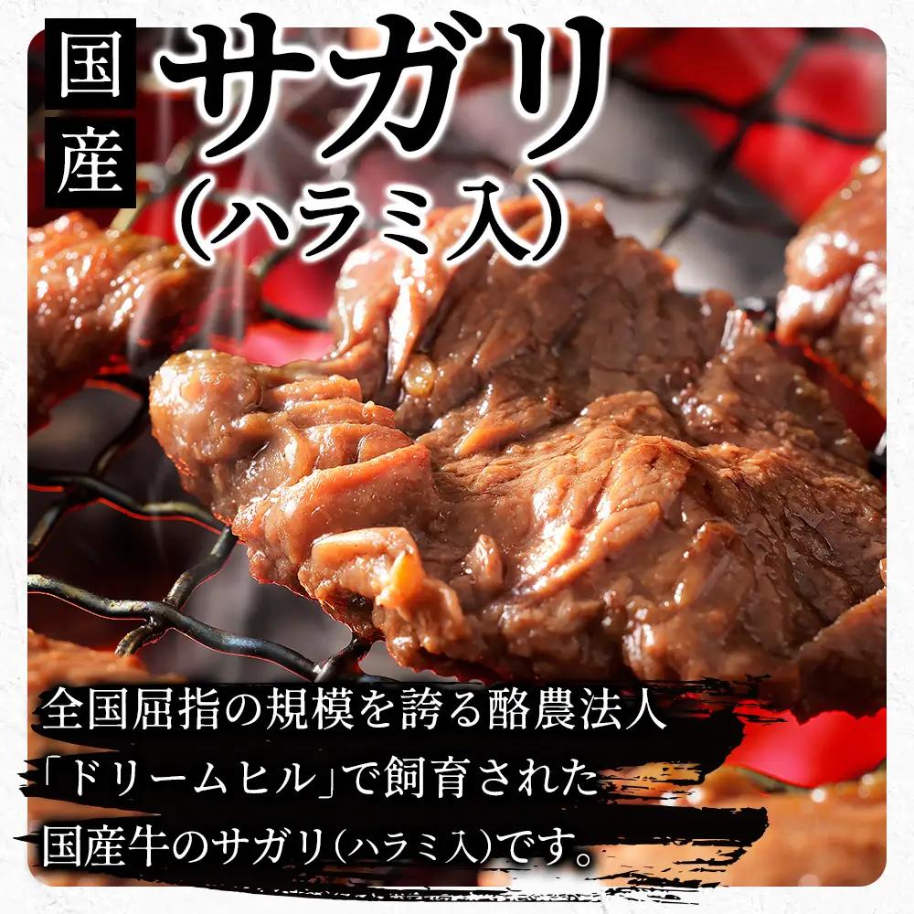 国産 味付き サガリ ハラミ 焼肉 計750g（250g×3袋） 小分け 個包装 北海道 牛 肉 牛肉 キャンプ アウトドア バーベキュー BBQ 冷凍