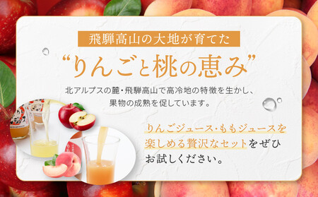 すりおろしりんご＆ももジュース 12本セット　|すりおろし果汁  リンゴ 林檎 桃 もも 果汁100％ 果樹園 飛騨高山　山本果樹園  MA018