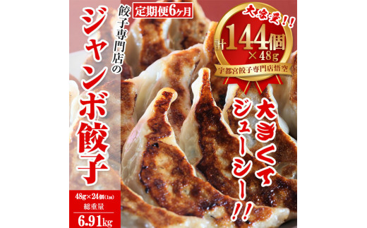 冷凍餃子 【6ヶ月定期便】餃子専門店 宇都宮 悟空 ジャンボ餃子 24個入×6ヶ月 ❘ 餃子 冷凍 ぎょうざ ギョーザ  大容量 肉たっぷり 肉多め ジャンボ 大きい 人気 名物 行列 国産野菜 国産豚肉 ジューシー スタミナ パリパリ もちもち グルメ おかず おつまみ  栃木県 簡単 小分け 冷凍食品 定期便