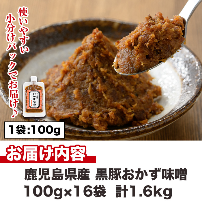 No.1147 鹿児島県産!黒豚おかず味噌(計1.6kg・100g×16パック)【