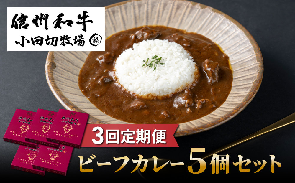 【3回定期便】小田切牧場信州和牛カレー5個セット