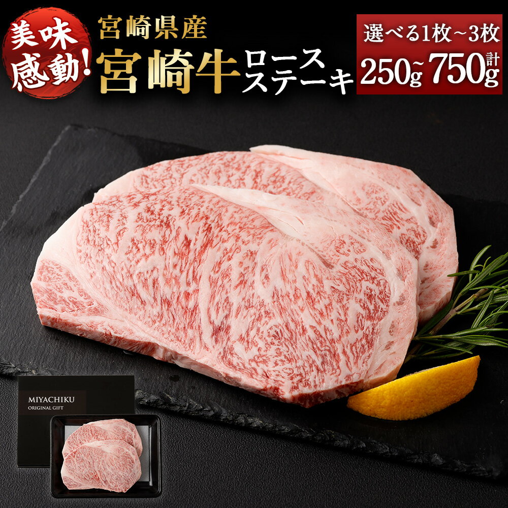 【ふるさと納税】【選べる容量】＜宮崎牛ロースステーキ 1枚 250g or 2枚 500g or 3枚 750g＞入金確認後、翌月末迄に順次出荷 宮崎牛 牛肉 和牛 肉 お肉 牛ロース ロースステーキ ロース ステーキ肉 冷凍 宮崎県 高鍋町 送料無料 新生活応援 卒業祝い 就職祝い 入学 卒業