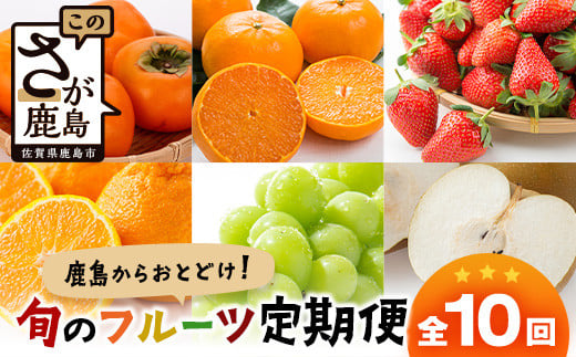 
            定期便 10回 鹿島からお届け フルーツ 定期便 10ヶ月 果物 フルーツ いちご イチゴ 苺 なし 梨 みかん 柑橘 くだもの セット バラエティ デコポン ぽんかん ポンカン いよかん 伊予柑 せとか 津の輝き 甘夏 柿 かき カキ キウイ ゴールデンキウイ シャインマスカット マスカット ふるさと納税 佐賀県 鹿島市 N-17
          