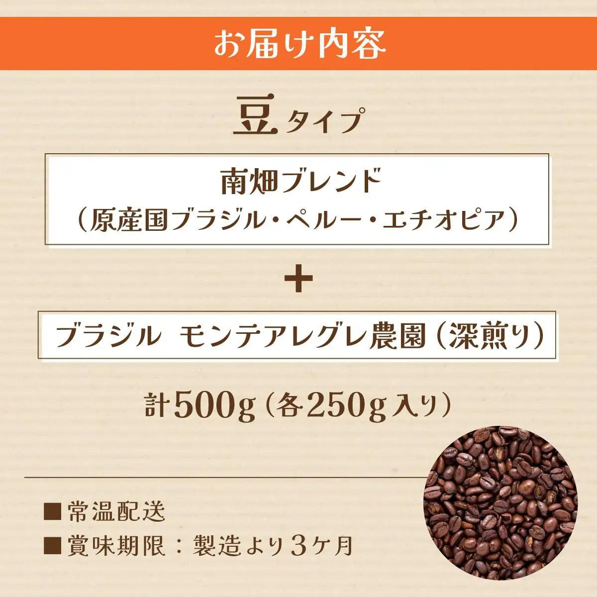  申込後に自家焙煎！コーヒー ギフトセット 【豆】 計500g ブレンド＆ブラジル（モンテ アレグレ農園）