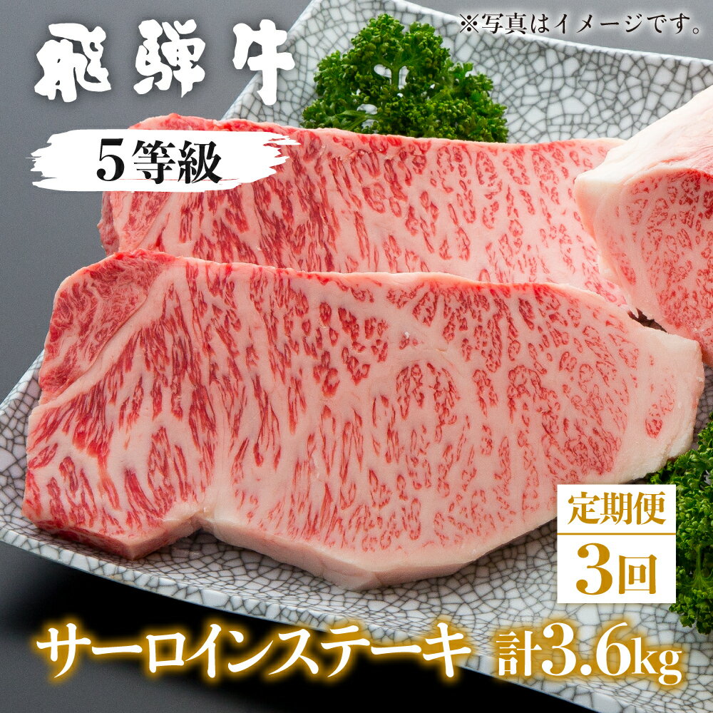 【ふるさと納税】定期便 3回 飛騨牛 5等級 サーロインステーキ 1.2kg × 3ヵ月 計3.6kg お届け ステーキ 国産牛 国産 牛肉 肉 厳選 熟成 肉の沖村 [Q1207] どやな飛騨市