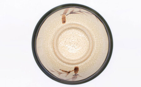 【瀬戸焼】織部竹絵飯碗 【山長陶苑】 / 碗 茶碗 ご飯茶碗 食器 和食器 / 瀬戸市[BBBH051]