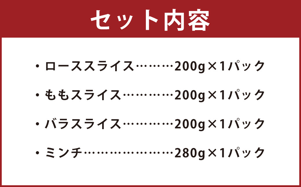 走る豚 満喫セット 4種 詰め合わせ 合計約880g ミンチ ロース もも バラ スライス