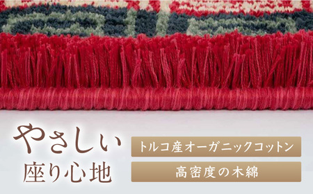 【手織】唐草花文縁雷文 / 淡灰地 約60×90cm / 絨毯 絨毯 絨毯 ラグ / 佐賀県 / 株式会社鍋島緞通吉島家 [41AAAM015]