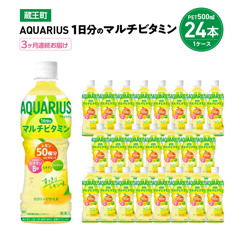 【3か月連続お届け】アクエリアス1日分のマルチビタミン　500ml PET×24本　【04301-0685】