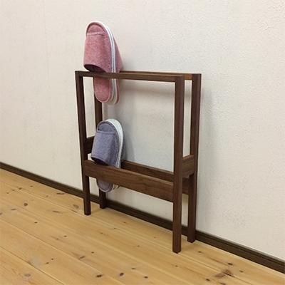 ふるさと納税 大川市 【2段スリッパラック　ウォールナット材】mufactory