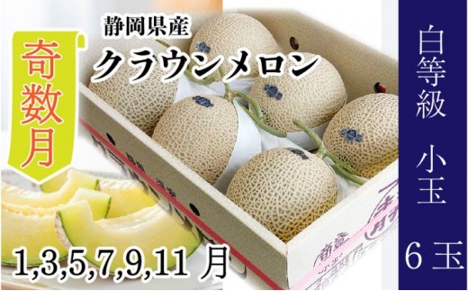 【奇数月6ヶ月定期便】クラウンメロン【並（白等級）】小玉（1.1kg前後）6玉入り