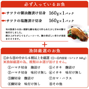 ＜漁師直送 新鮮お魚の詰め合わせ＞ 魚 さかな つめあわせ お楽しみ 8種以上 麹漬け 切り身 おかず おつまみ 下処理済み 簡単 海鮮 海産物 海鮮セット サワラ 明浜町産 二ノ宮商事株式会社 愛媛