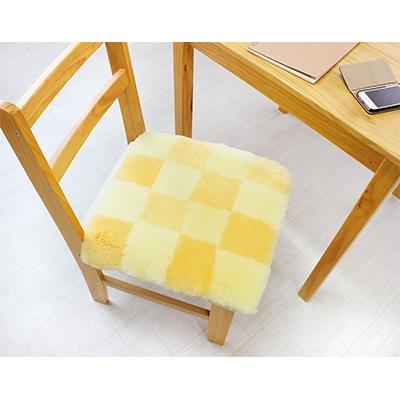ふるさと納税 宇陀市 ムートン座布団2枚組　チェック柄　40cm×40cm　毛長25mm　イエロー