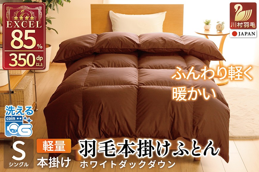 
                  【冬用】洗える 羽毛布団 本掛け 軽量 シングル ホワイトダックダウン85% 1.0kg 無地 ブラウン 冬用 [川村羽毛 山梨県 韮崎市 20745433] マンションタイプ 軽い コインランドリー  掛け布団 ダウンかけ布団 ふとん 羽毛ふとん 本掛け布団 4つ星 エクセルゴールドラベル
                