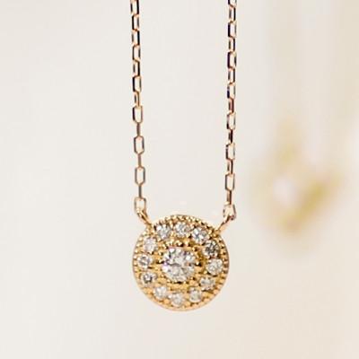 ふるさと納税 大津市 【18金 ラボダイヤネックレス 0.093ct】40cm メレデザインペンダント 大人アクセ K18