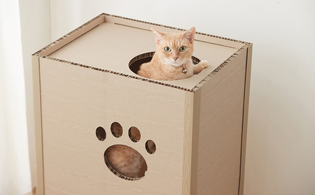 キャットタワー 低め 段ボール ねこねこタワー 2段 P-NT2