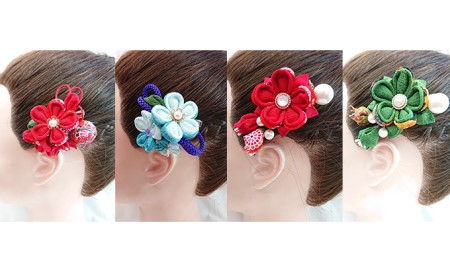 髪飾り (緑) ハンドメイド つまみ細工｜ 髪飾り 髪飾り 髪飾り 髪飾り 髪飾り 髪飾り
