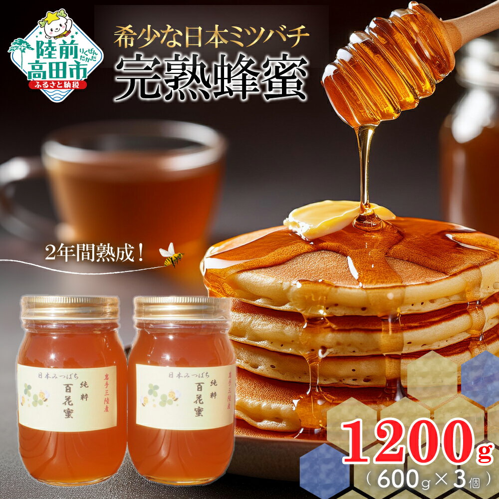 【ふるさと納税】先行予約 2年間 熟成 希少な 日本ミツバチ 完熟 蜂蜜 600g×2個 セット 数量限定 【 はちみつ ハチミツ 百花蜜 無添加 スイーツ 濃厚 セット 詰め合わせ ギフト 贈答品 贈り物 岩手 陸前高田 】
