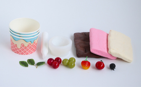 はじめてでもかんたん！食品サンプル【フルーツアイスクリーム3個セット】 ／ アイス フェイクスイーツ 手作り ハンドメイド ハンドクラフト セット すぐ作れる 簡単 初心者 自由研究 工作 フェイク 