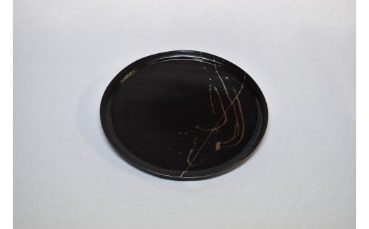 萩焼　銀彩ブラックプレート皿　｜HGH00012
