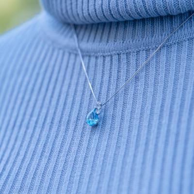 ふるさと納税 山梨県 Pt ブルートパーズ/ダイヤモンドペンダント(水滴) |  | 03