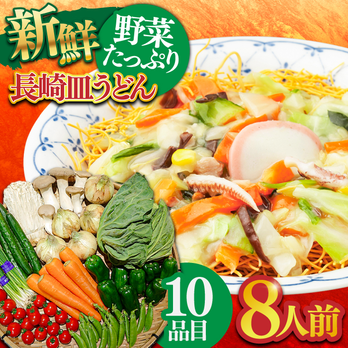 長崎皿うどん 8人前 野菜 10品目 果物 1品目 セット  / 皿うどん かた焼きそば / 南島原市 / 贅沢宝庫 [SDZ002]