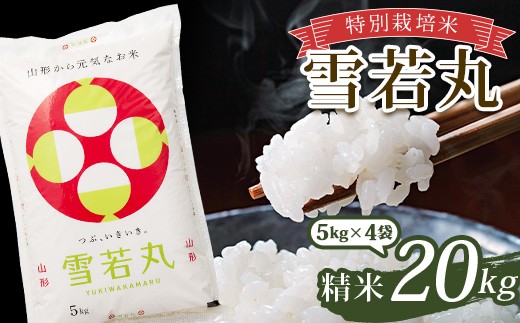 
                  令和7年産 特別栽培米 雪若丸 (精米) 20kg (5kg×4袋) 山形県南陽市産 米 白米 ご飯 農家直送 山形県 南陽市 [2366-A]
                