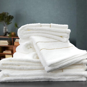 【フェイス4枚・バス2枚セット】スーピマ綿タオルセット クレF4B2-WH