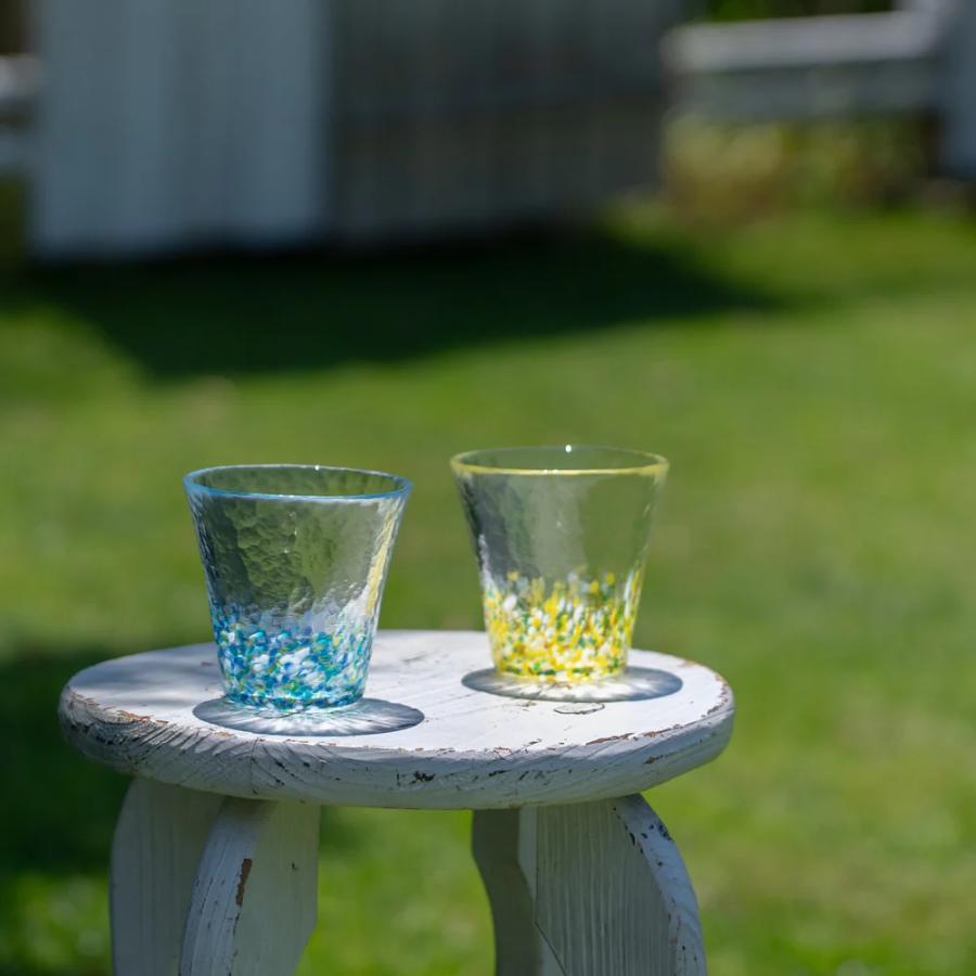 ＜津軽びいどろ＞にほんの色グラスペア 夏の花（向日葵・紫陽花）