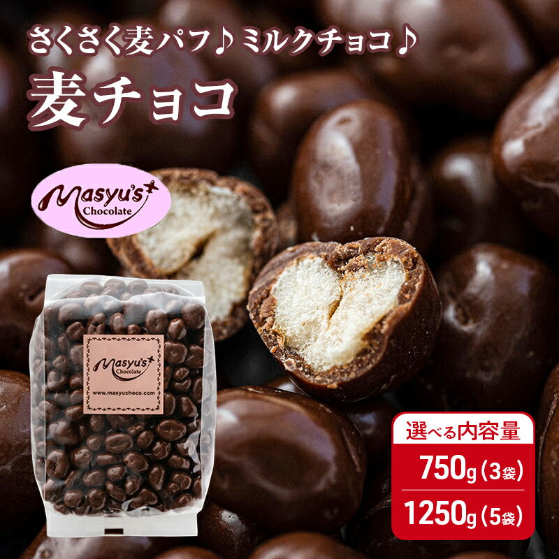 【ふるさと納税】麦チョコ 選べる内容量 750g(3袋)・1250g(5袋) 11月～3月発送 チョコレート チョコ スイーツ お菓子 おかし 麦 ミルクチョコ ギフト プレゼント 兵庫県 伊丹市　お届け：2025年11月～2026年3月に発送