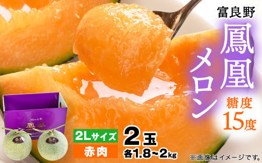 
                  ＜2026年発送＞糖度15度 富良野鳳凰メロン(赤肉)　2玉　各1.8～2kg(2Lサイズ)【1403669】
                