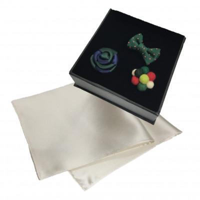 ふるさと納税 泉南市 ●ラペルピン3個(グリーン系)&amp;ポケットチーフセット