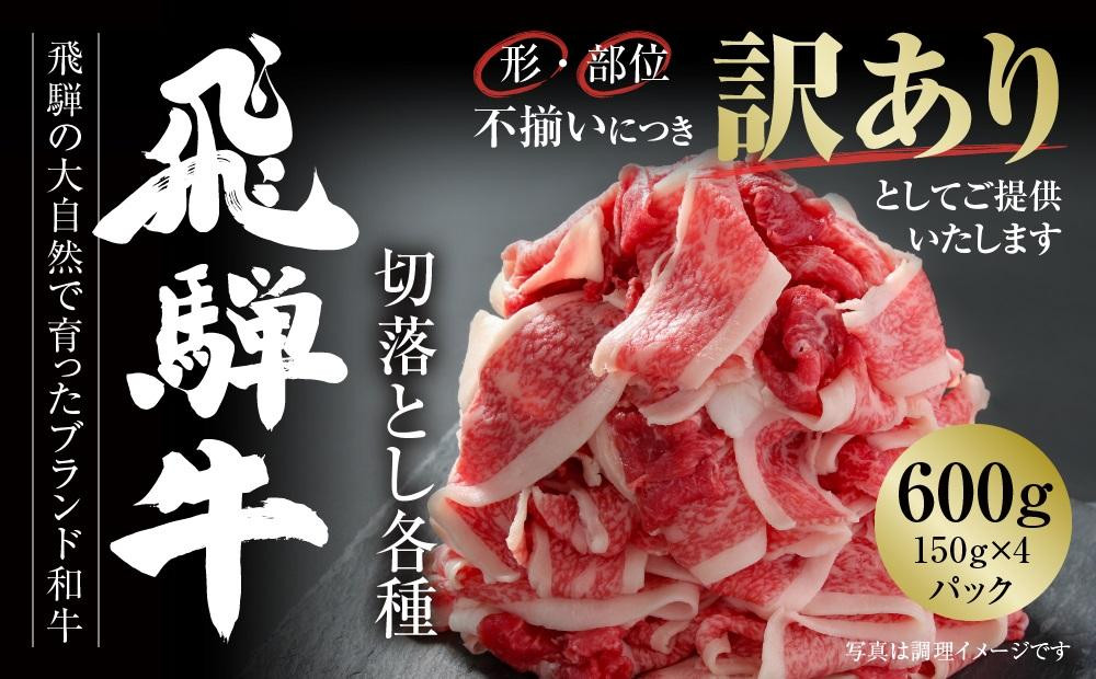 
訳あり 飛騨牛 切落とし 600g（150g×4パック） 冷凍真空パック | 肉 お肉 切り落とし すき焼き すきやき 黒毛和牛 和牛 個包装 小分け 人気 おすすめ 牛肉 ギフト お取り寄せ 7日以内お届け【飛騨高山ミート MZ012】
