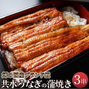 幻の国産ブランド鰻　共水うなぎのかば焼き　3串（約115g×3）タレ・山椒付き　極上の甘みとうまみ、ふっくらとした食感【鰻 魚介類 水産 食品 人気 おすすめ 】