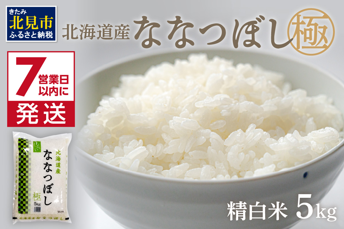 《7営業日以内に発送》令和7年産 ななつぼし 極 5kg 北海道産 精白米 最高ランク 特A ( お米 米 精米 5キロ 北海道産 精白米 )【080-0104】