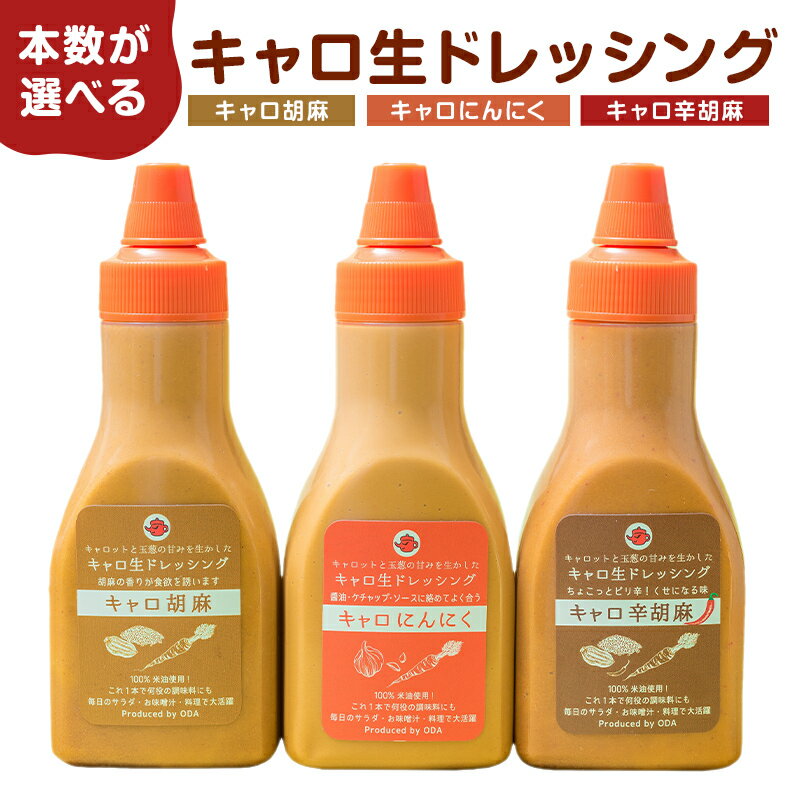 【ふるさと納税】【本数が選べる】 キャロ生ドレッシング 千葉県 南房総市 にんじん 玉ねぎ 甘み 調味料 たれ ニンニク 胡麻 リンゴ酢 オリジナル サラダ お肉 野菜炒め スパゲッティ 目玉焼き ソース 下味 米油 お取り寄せ グルメ 送料無料
