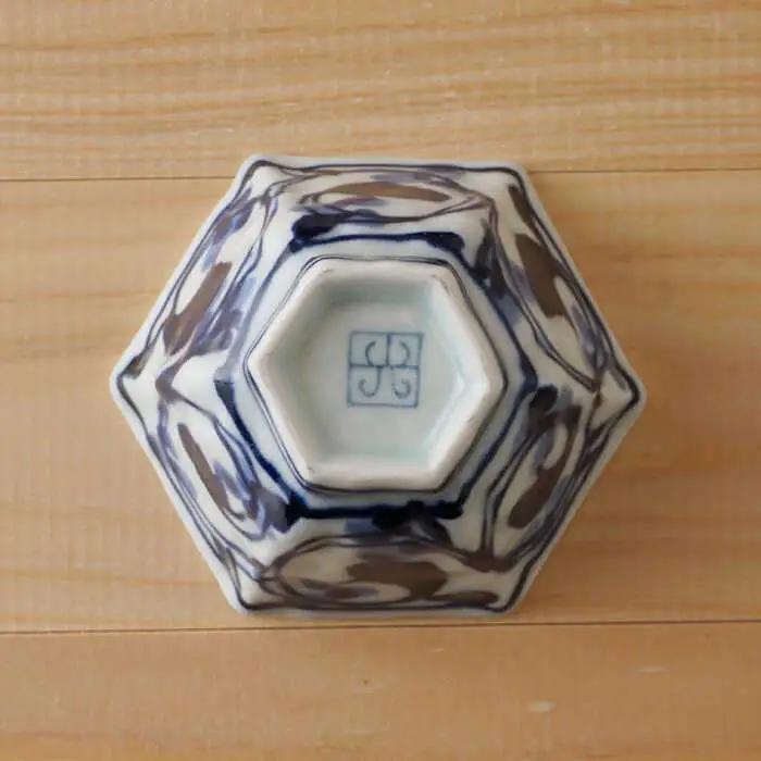 【波佐見焼】唐草 六角小付（六角仙茶）5個セット【陶もと】　[PE47] 波佐見焼
