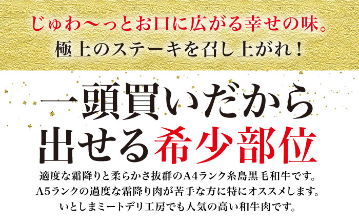 【全3回定期便】A4ランク 糸島黒毛和牛 極上ステーキ （ハネシタロース/ランプ） 計600g×3回 糸島市/糸島ミートデリ工房 [ACA169]