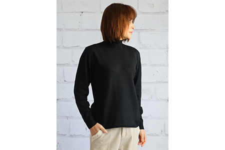 希少ベビーカシミヤ100％ 女性ハイネック セーター M ブラック 1枚 20401M BK [0907]